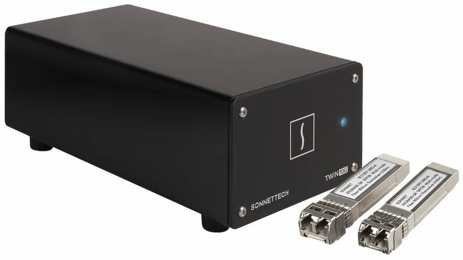 Sonnet Twin10G SFP28 Thunderbolt Adapter – Dual 10GbE Optical Ports with Transceivers Sonnet Twin10G SFP28 Thunderbolt Adapter – Dual 10GbE Optical Ports with Transceivers